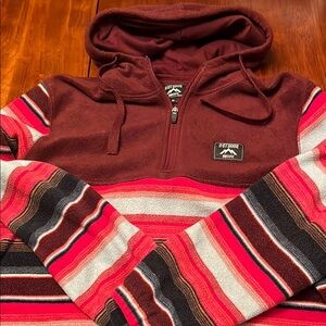 Outdoor Massive Men's Striped Fleece Multicolored Hoodie Quarter Zip Size Med